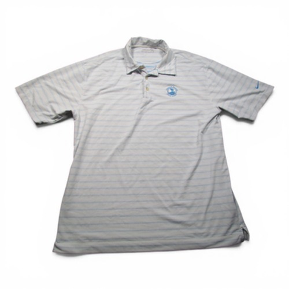 Nike Pebble Beach Polo Shirt Mens Large White Short Sleeve Dri-FIT Golf Top
